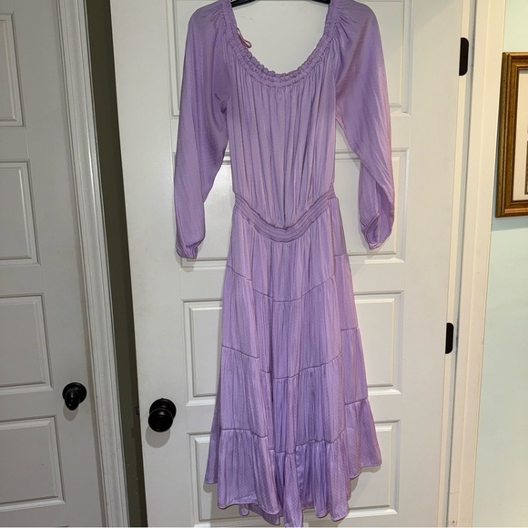 Lilly Pulitzer Purple Ruffled Off-Shoulder Midi Dress - Picture 2 of 8